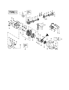 Crankcase/Crankshaft/Cylinder Diagram and Parts List for FEATHERLITE PLUS Type 1 Weed Eater Trimmer